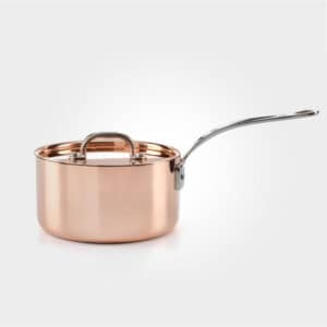 samuel groves copper suance pan for induction on white background