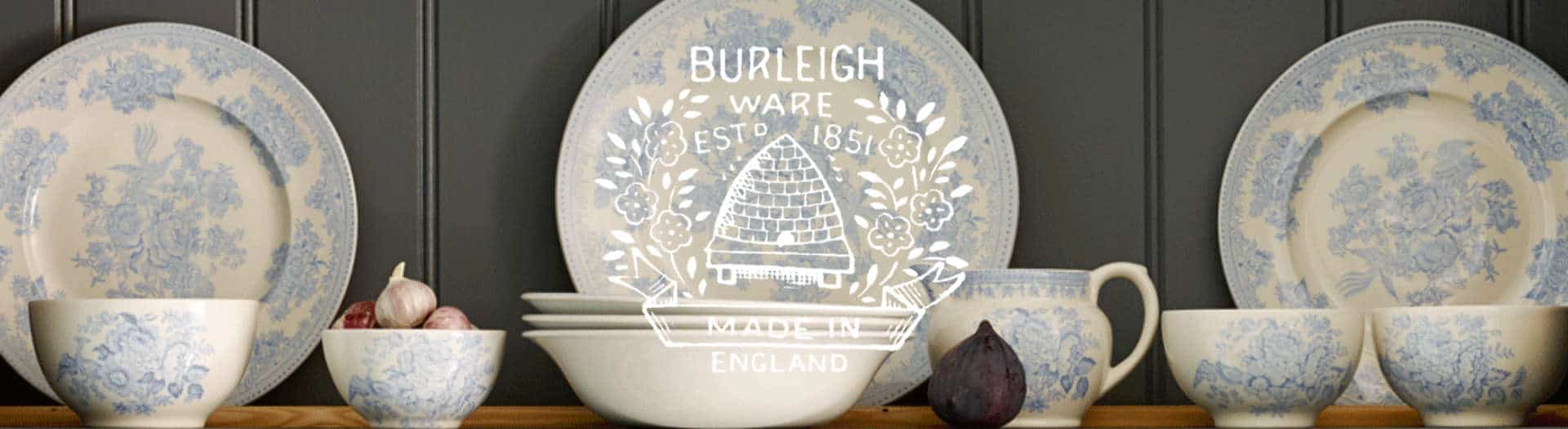 burleigh pottery header with logo