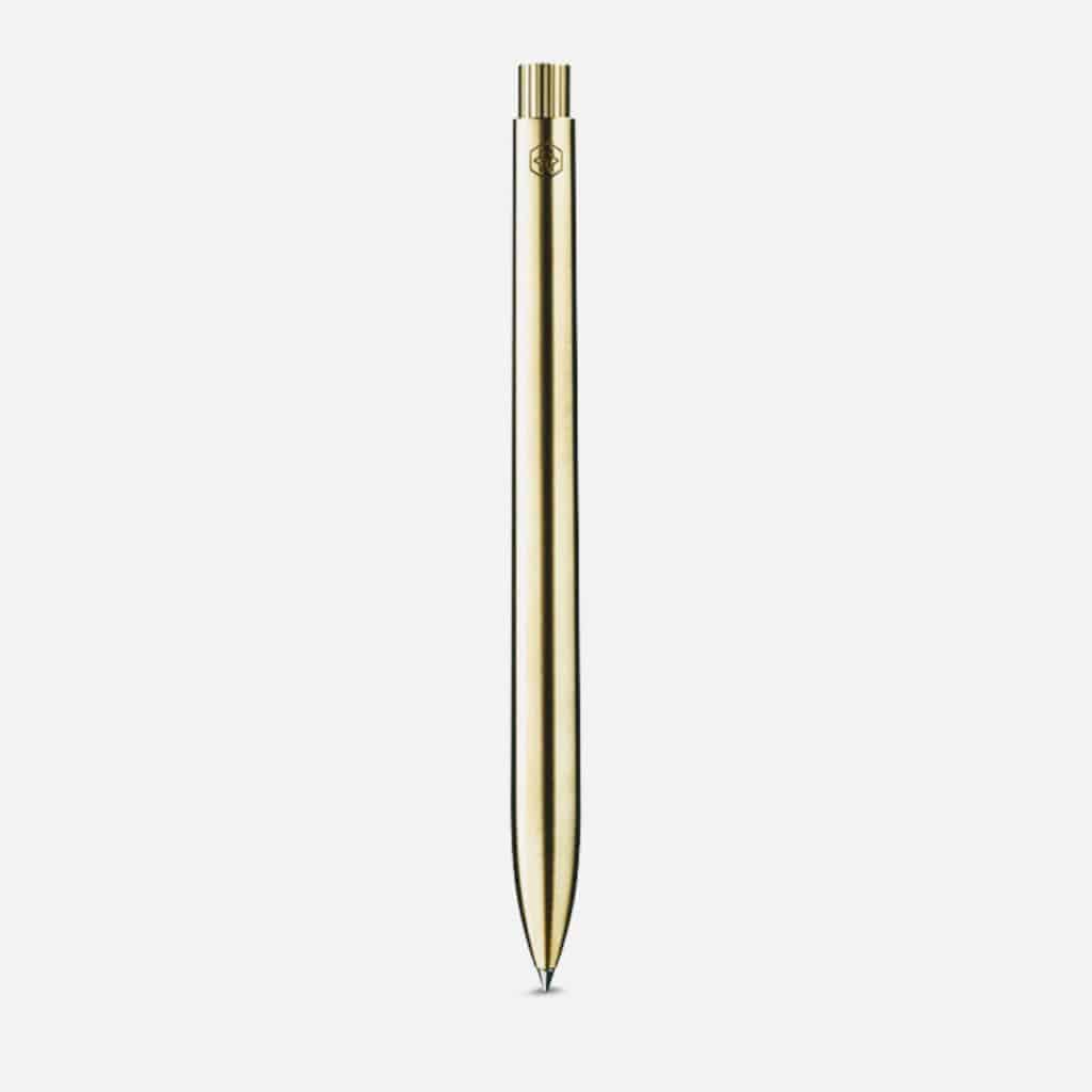 ajoto raw brushed brass pen, luxury rollerball pen, brass pen