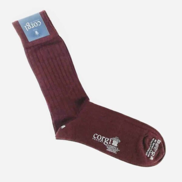 corgi wine wool lightweight socks, amde in wales wool socks deep red wool socks