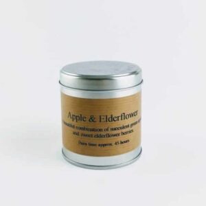 st eval candle apple and elderflower scented tin candle, hand poured scented tin candle apple scented made in cornwall