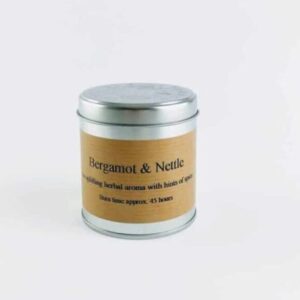 st eval candles bergamot and nettle scented tin candle, hand poured tin candle made in cornwall spicy tin candle