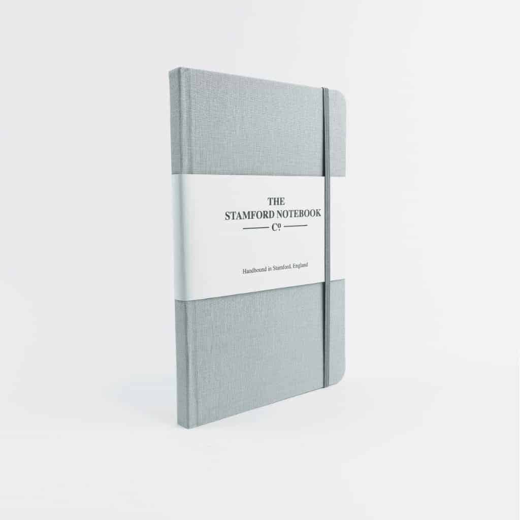 stamford notebooks grey woven cloth notebook, handbound grey journal