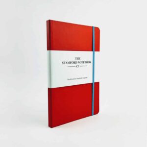 stamford notebooks vibrant buckram red notebook, red journal made in britain