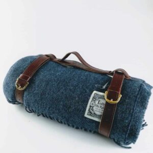 tolly mcrae chunky picnic blanket that blue. dark blue wool blanket with carry strap, sofa throw in navy blue wool