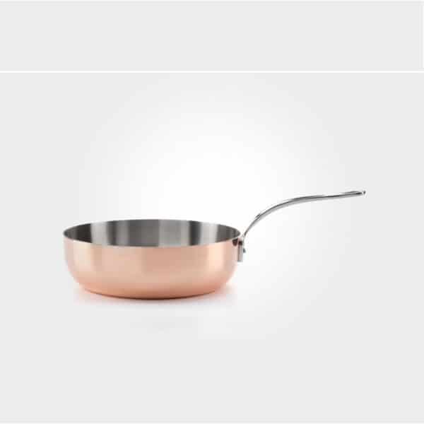 copper chef pan on white background