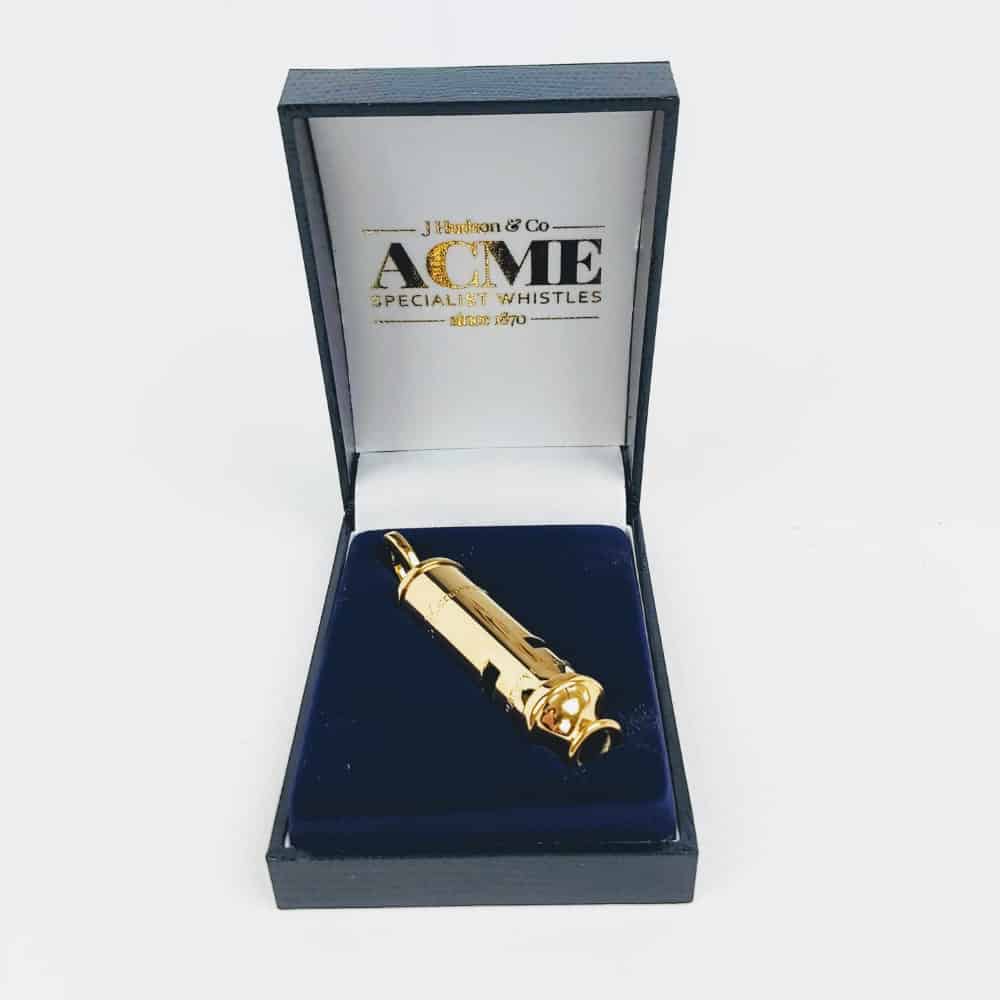 ACME whistles Gold plated metropolitan police whistle, acme whistles gift boxed whistle gold plated