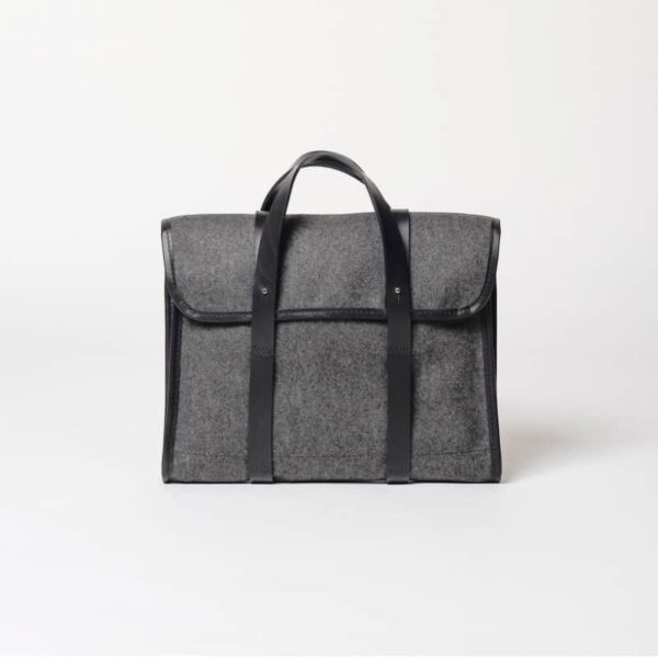 Cherchbi small wool briefcase with leather straps