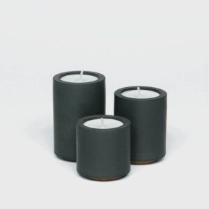 Black concrete Tea light holders Trio concrete holder in black made in Uk tea light holders