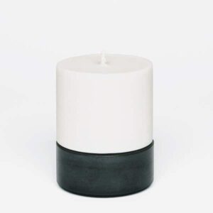 concrete and wax Black large candle and holder set, black large concrete candle holder made in suffolk candle holder