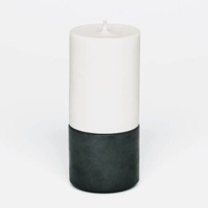 concrete and wax Black mid candle and holder set, black candle holder, concrete candle holder made in uk