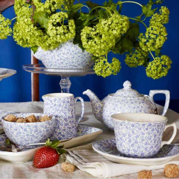 burleigh tea set collection on a table