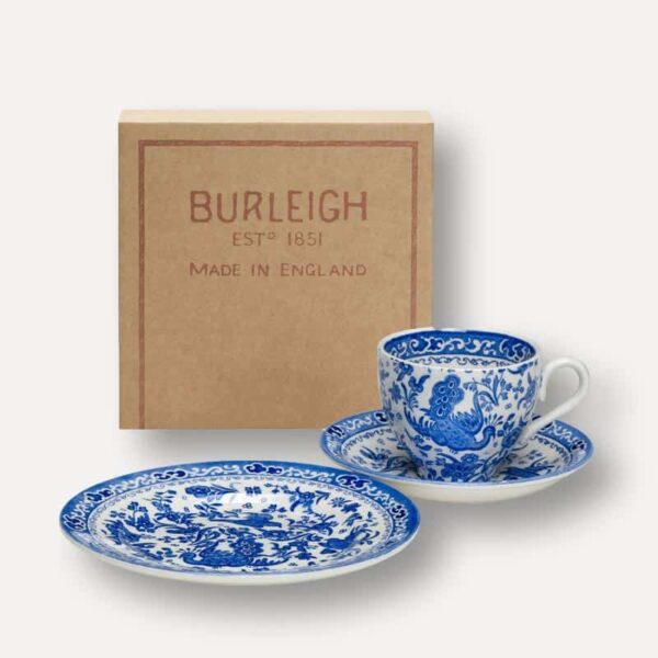 burleigh blue peacock tea cup gift set