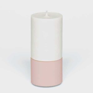 concrete and wax Blush mid candle and holder set, pink candle holder, pink concrete candle holder british made