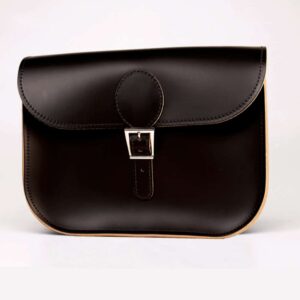 Brit Stitch full pint black leather satchel large black leather satchel, leather bag made in wales british made bags