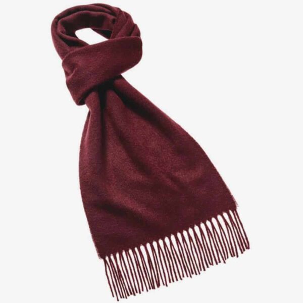Claret wool scarf bronte by moon deep red merino wool scarf abraham moon scarf made in england scarf