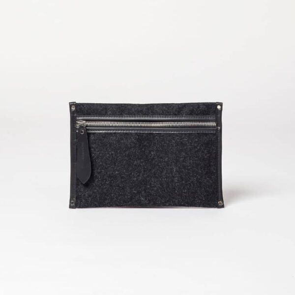 cherchbi small wool pouch black wool made in UK bag