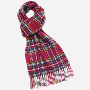 Edinburgh red tartan scarf, bronte by moon tartan red scarf abraham moon merino wool scarf