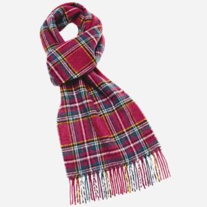 Edinburgh red tartan scarf, bronte by moon tartan red scarf abraham moon merino wool scarf