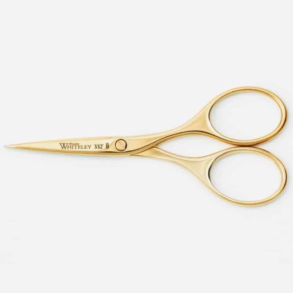 GOLD PLATED EMBROIDERY SCISSORS, william whiteley small godl scissors made in sheffield