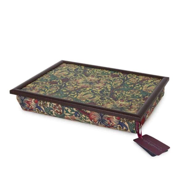 william morris lap tray fabric wool inners golden lily green and heath