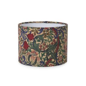 golden lily lampshade made in Uk from William morris fabric