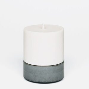 concrete and wax Grey large candle and holder set, candle holder