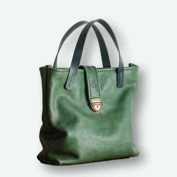heather borg Italian green leather tote bag