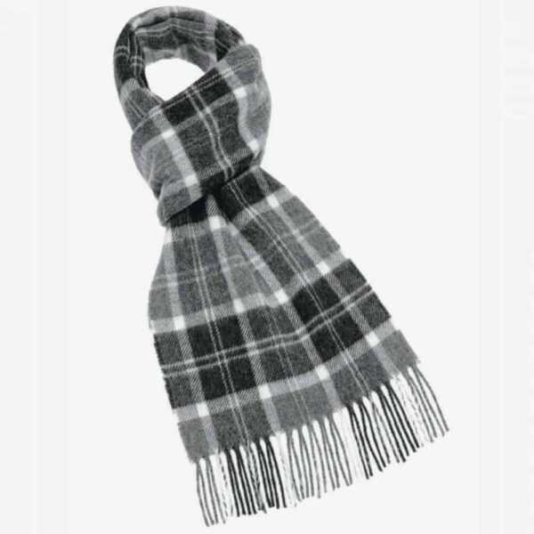 Hereford charcoal grey check scarf merino wool brinte by moon, charcoal scarf abraham moon