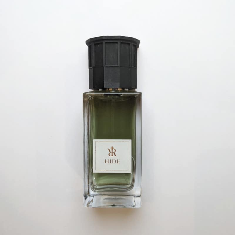 Redolescent hide niche perfume on grey background