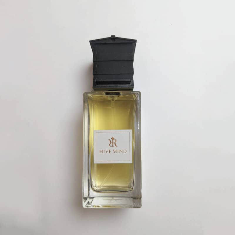 Redolescent hive niche perfume on grey background