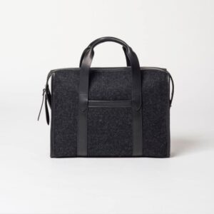 cherchbi black wool briefcase hand made bag in UK