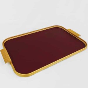 Kaymet Burgundy and Gold serving tray, cocktail 1970s serving tray, classic serving tray