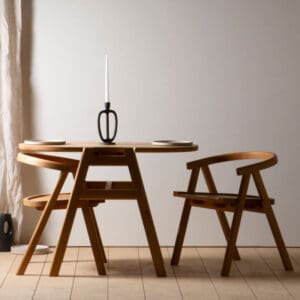 small spaced dinning room table and chairs made in Uk from Oak