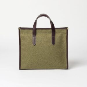 cherchbi library khkaki tote bag, handmade wool bag made in UK