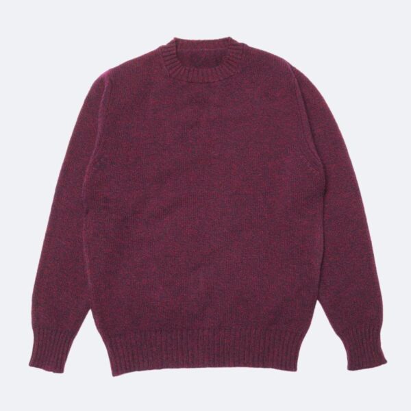 malloch's burgundy lambswool jumper made in uk men's jumper on white background