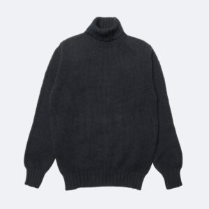 black roll neck wool jumper made in scotland lambswool