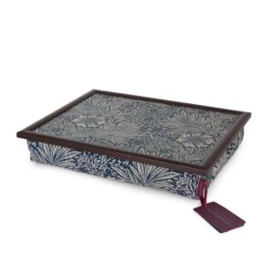 william morris marigold indigo lap tray soft padded lap tray in blue fabric by william morris