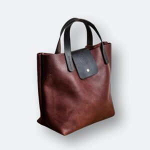 Heather Borg raison bison leather tote bag handmade in UK