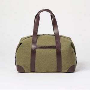 cherchbi large squires khaki wool hall bag made in UK weekender holdall bag in green