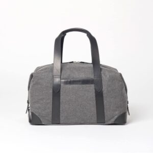 cherchbi large grey woolen squires holdall hand made in Uk with leather straps