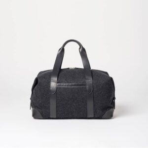 cherchbi squires black medium holdall made in uk with leather straps black weekender bag