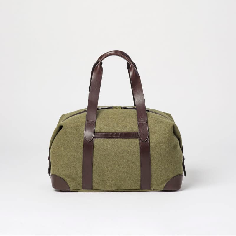 cherchbi squires holdall with leather straps in Khaki, khaki bag hand made in UK holdall