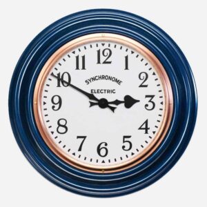 Synchonome clocks blue clock arabic numerals, handmade blue kitchen clock, wall clock