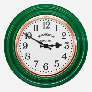 Synchonome clocks green clock arabic numerals green classic factory clock, hand made factory clock, traditional wall clock