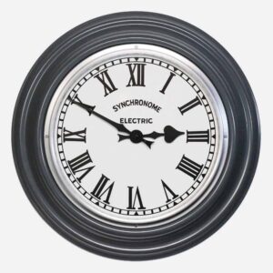 Synchonome clock hooton grey clock roman numerals, classic factory clock, traditional handmade clock, grey clock