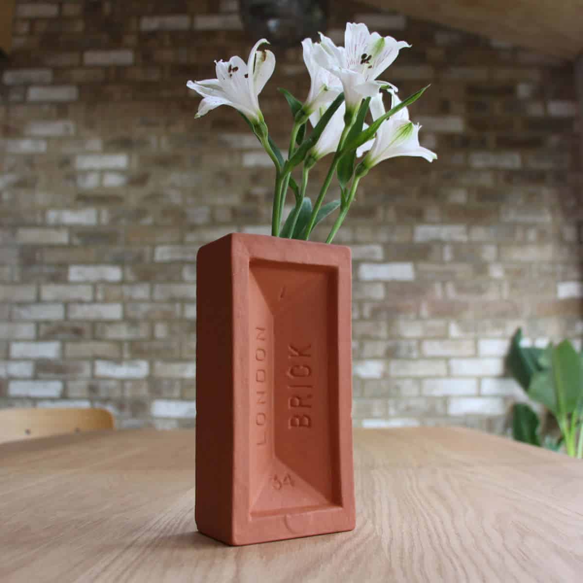 Terracotta brick vase in situ