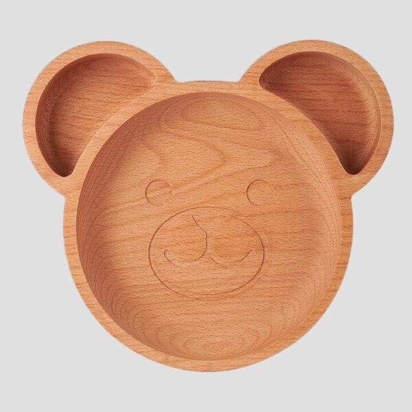 The Wooden Bear Plate For Childrengrey background