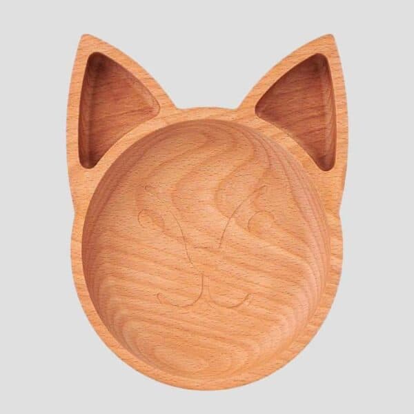 The Wooden Fox Plate For Children grey background
