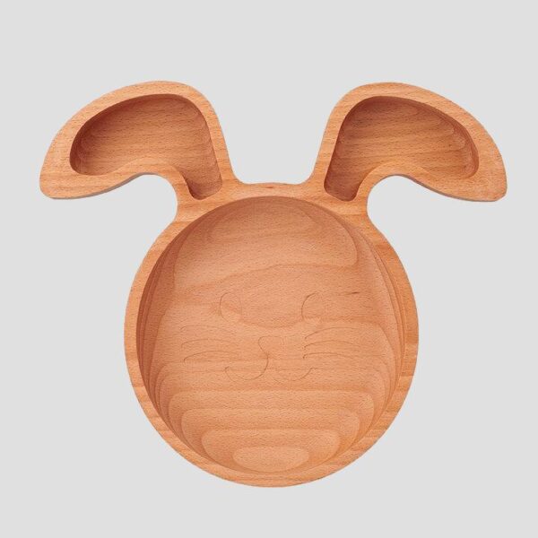 The Wooden Rabbit Plate For Children grey background
